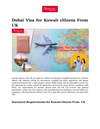 Dubai Visa for Kuwait citizens From  UK