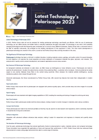 Latest Technology's Polariscope 2023