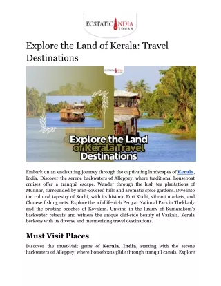 Explore the Land of Kerala_ Travel Destinations