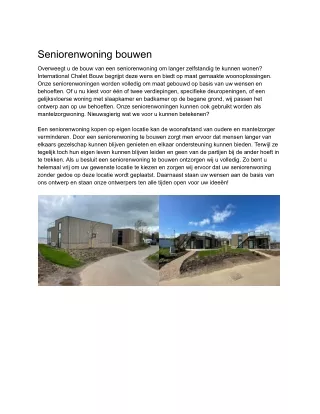 Seniorenwoning bouwen