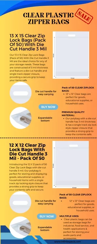 CLEAR PLASTIC ZIPPER BAGS