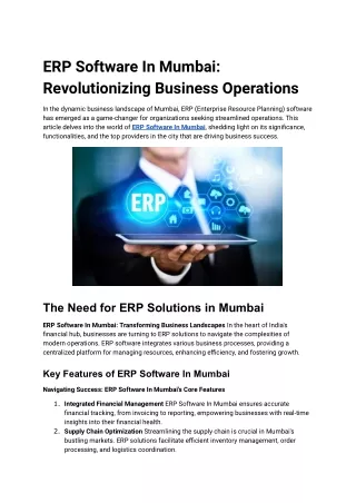 ERP Software In Mumbai_ Revolutionizing Business Operations