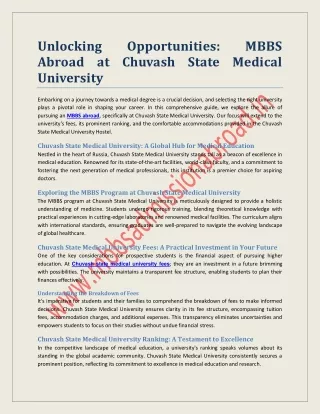 Unlocking Opportunities MBBS Abroad at Chuvash State Medical University pdf
