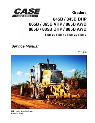 CASE 865B AWD TIER 0  TIER 1  TIER 2  TIER 3 Graders Service Repair Manual