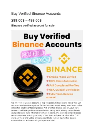 Buy Verified Binance Accounts