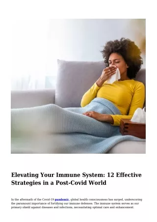 Elevating Your Immune System- 12 Effective Strategies in a Post-Covid World