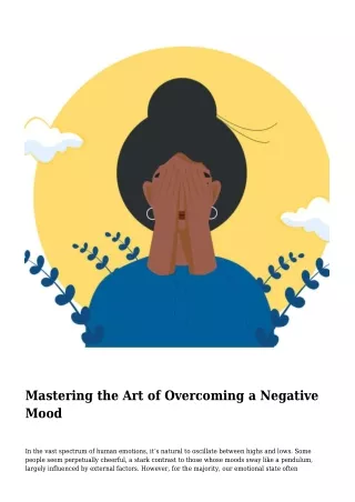 Mastering the Art of Overcoming a Negative Mood