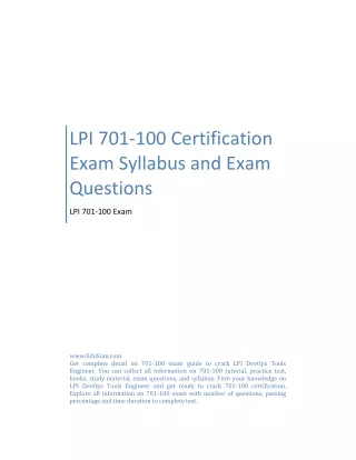 LPI 701-100 Certification Exam Syllabus and Exam Questions