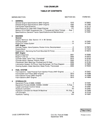 CASE 1150 Crawler Dozer Service Repair Manual