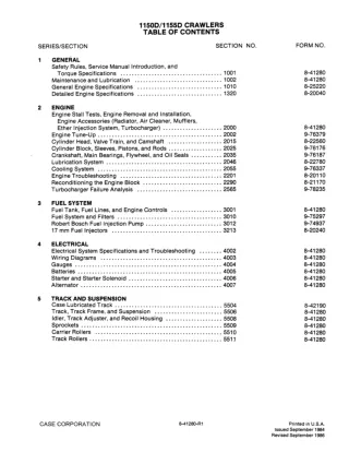 CASE 1150D Crawler Service Repair Manual