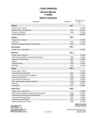 CASE 1150H Crawler Dozer Service Repair Manual