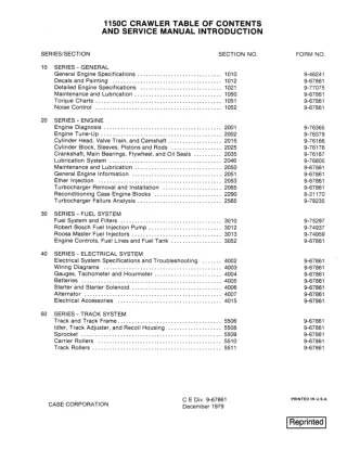 CASE 1150C Crawler Dozer Service Repair Manual