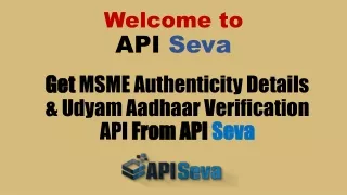 Get MSME Authenticity Details & Udyam Aadhaar Verification API From API Seva