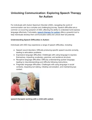 speech therapy for autism