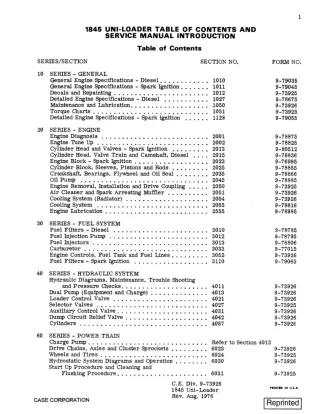 CASE 1845 UNI-LOADER Service Repair Manual