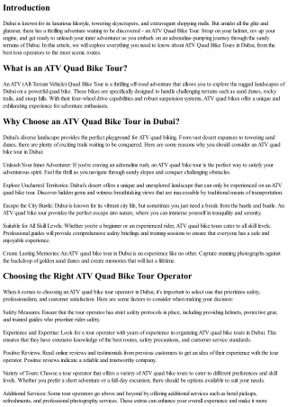 Unleash Your Inner Adventurer with an ATV Quad Bike Tour in Dubai