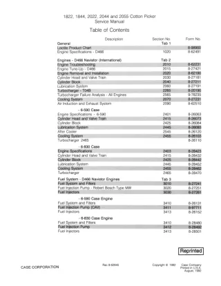 CASE 1844 Cotton Picker Service Repair Manual