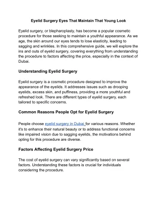 eyelid surgery eyes that maintain that young look