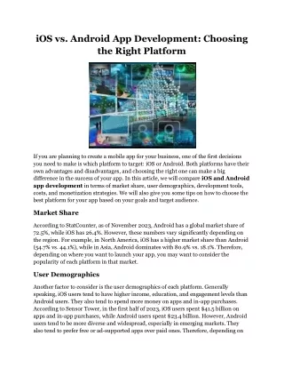 iOS vs. Android App Development Choosing the Right Platform