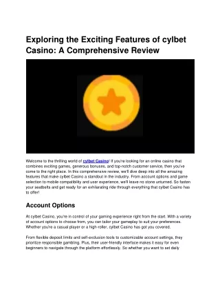 Exploring the Exciting Features of cylbet Casino A Comprehensive Review