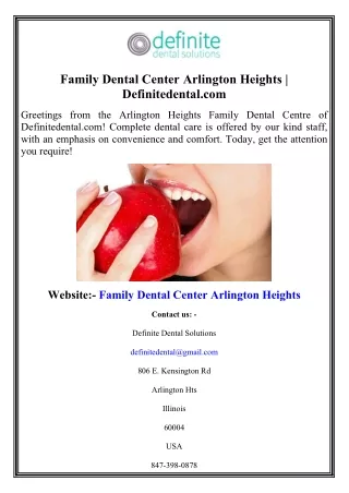 Family Dental Center Arlington Heights Definitedental.com