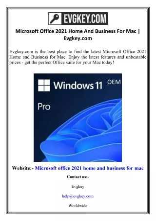 Microsoft Office 2021 Home And Business For Mac Evgkey.com