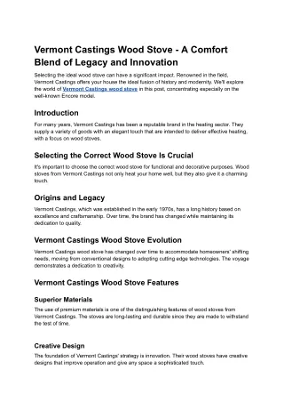 Vermont Castings Wood Stoves - A Comfort Blend of Legacy and Innovation