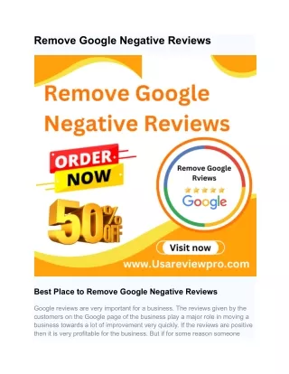 Remove Google Negative Reviews