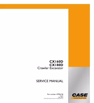 CASE CX180D Crawler Excavator Service Repair Manual