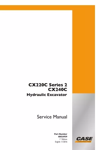 CASE CX220C Series 2 Hydraulic Excavator Service Repair Manual