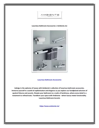 Luxurious Bathroom Accessories | Ambientz.me