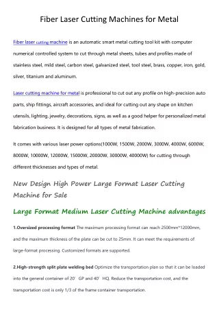 Metal Laser Cutting Machine_ Fiber Laser Cutter