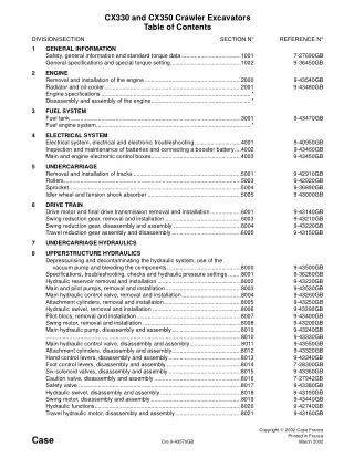 CASE CX330 Crawler Excavator Service Repair Manual