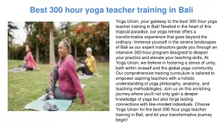 Best 300 hour yoga teacher training in Bali