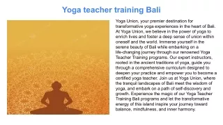 Yoga teacher training Bali