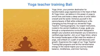 Yoga teacher training Bali