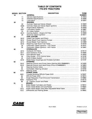 CASE IH 870 Tractor Service Repair Manual