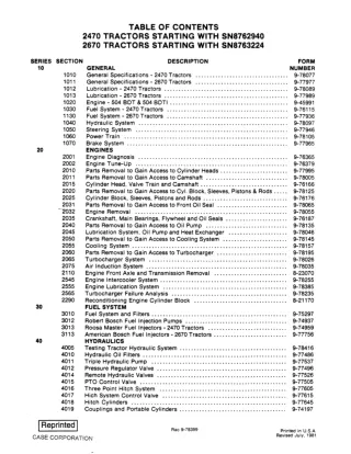 CASE IH 2470 Tractor Service Repair Manual