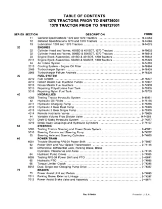 CASE IH 1270 Tractor (Prior to SN8736001) Service Repair Manual