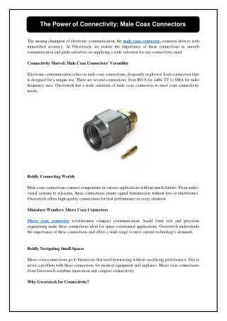 The Power of Connectivity: Male Coax Connectors