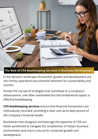 The Role of CPA Bookkeeping Services in Business Development