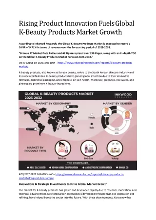 Rising Product Innovation Fuels K-Beauty Products Market Growth