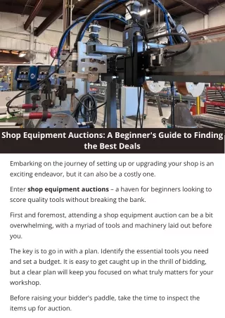 Shop Equipment Auctions: A Beginner's Guide To Finding The Best Deals