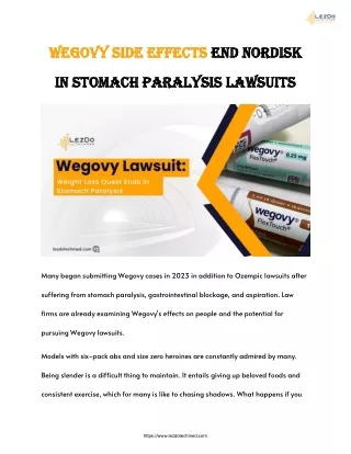 Wegovy side effects End Nordisk in Stomach Paralysis Lawsuits