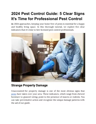 2024 Pest Control Guide: 5 Clear Signs It's Time for Professional Pest Control