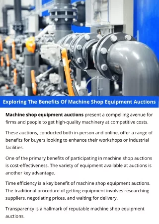 Exploring The Benefits Of Machine Shop Equipment Auctions