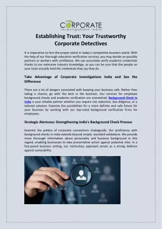 Establishing Trust Your Trustworthy Corporate Detectives