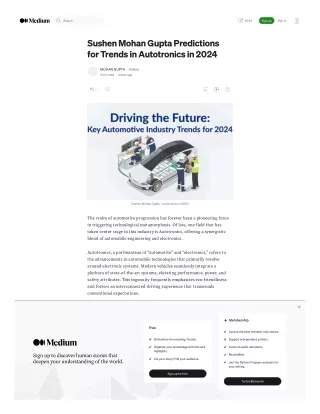 Sushen Mohan Gupta Predictions for Trends in Autotronics in 2024