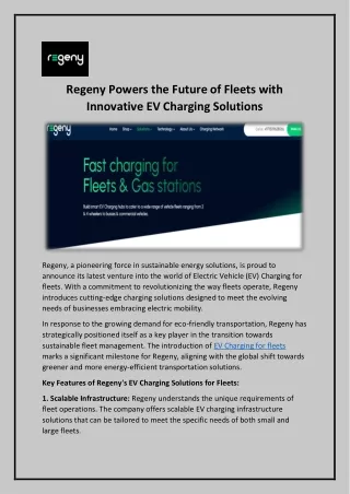 EV Charging for Fleet - Regeny
