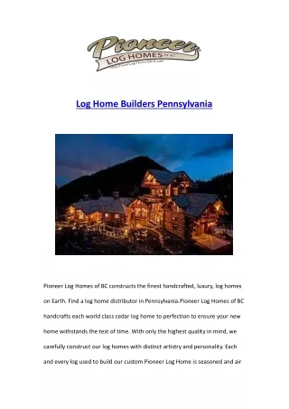 Log Home Builders Pennsylvania